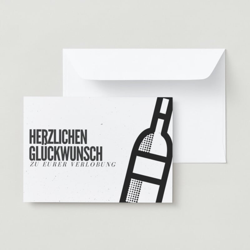 Monochromatisch Champagnerflasche Verlobung Glückwunschkarte