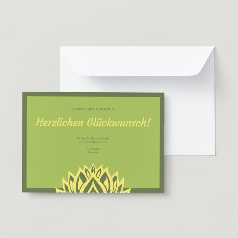 Grün Lotus Blume Verlobungskarte