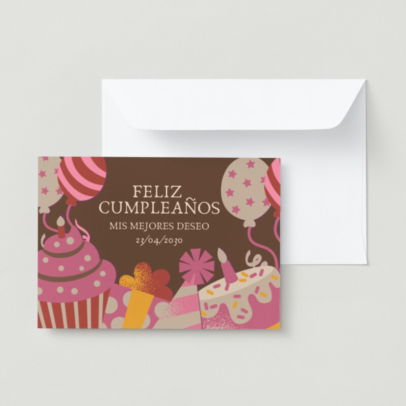 Tarjeta Horizontal cumpleaños Ilustración Moderno Colorido