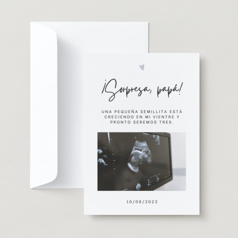 Anuncio de embarazo Para la pareja Minimalista Blanco y negro