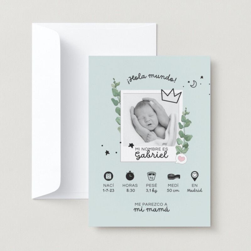 Anuncio Nacimiento Bebé Infantil Fotográfico Verde claro