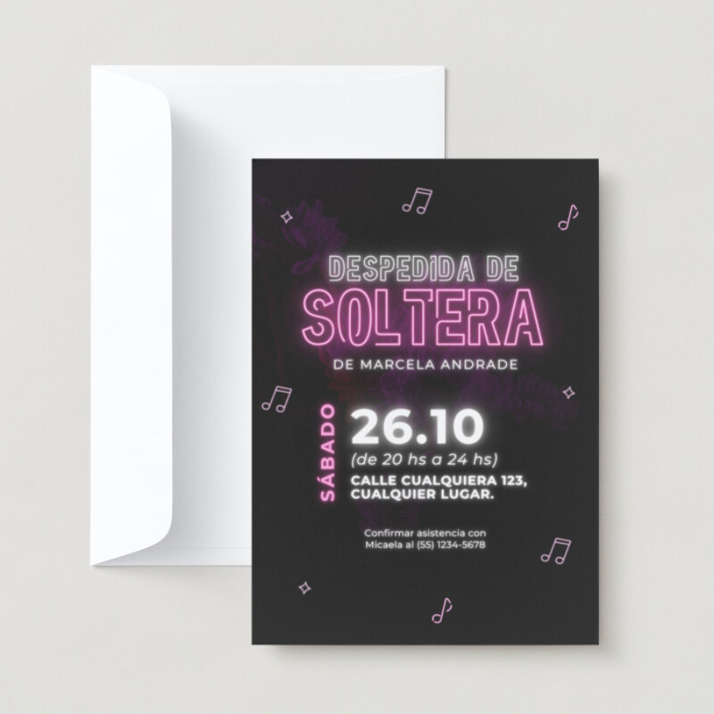 Invitación Virtual Despedida de Soltera Neón Rosado