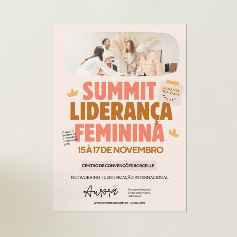 Laranja e Pêssego Moderno Cúpula de Liderança Feminina Cartaz